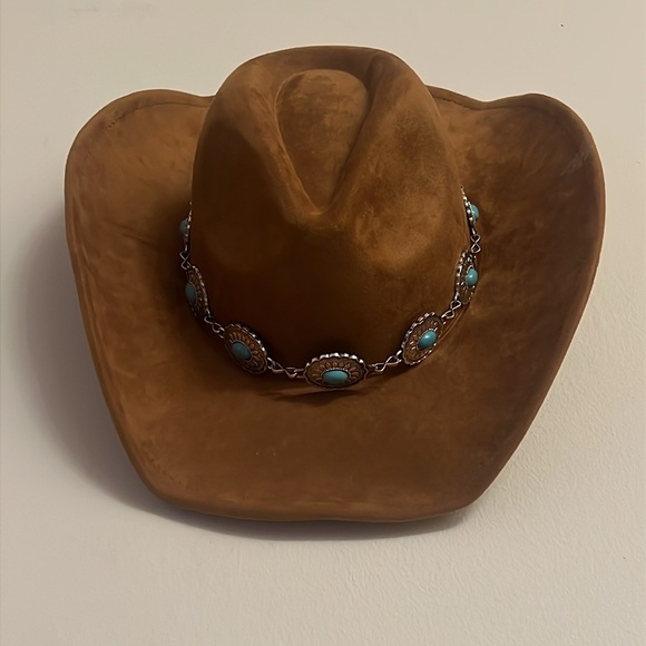 Cowboy Hat with silver/ turquoise band - Picture 7 of 13